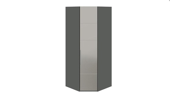 Распашной угловой шкаф Наоми с зеркальной правой дверью, цвет Фон серый, Джут СМ-208.07.07 R в Южно-Сахалинске - изображение