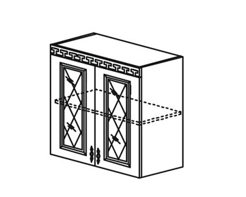 Шкаф кухонный Веста настенный двухдверный с полкой со вставкой из стекла 718*800*323мм в Южно-Сахалинске - предосмотр