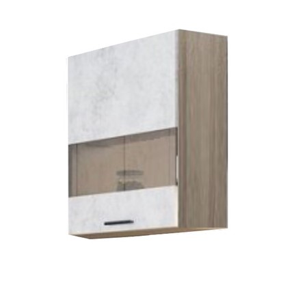 Кухонный шкаф со стеклом Модус, Ш500с/720, цемент светлый в Южно-Сахалинске - изображение