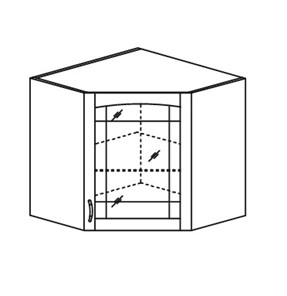 Шкаф на кухню Кантри настенный угловой со вставкой из стекла 918*600*600 мм в Южно-Сахалинске - предосмотр