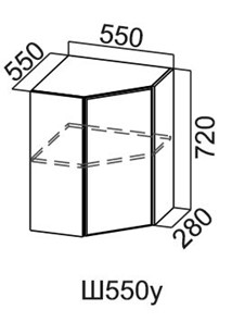 Кухонный навесной шкаф угловой, Модус, Ш550у/720, галифакс в Южно-Сахалинске - предосмотр