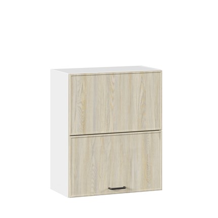 Шкаф навесной горизонтальный 600 комбинированный Индиго ЛД 298.970.000.041, Белый/Дуб Мадейра топаз в Южно-Сахалинске - изображение