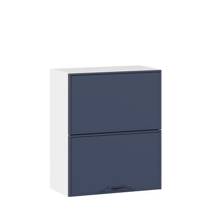 Навесной горизонтальный шкаф 600 комбинированный Индиго ЛД 298.970.000.125, Белый/Тёмно-синий в Южно-Сахалинске - изображение