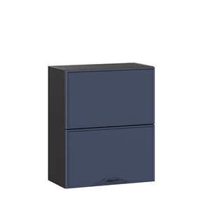 Настенный горизонтальный шкаф 600 комбинированный Индиго ЛД 298.970.000.167, Чёрный/Тёмно-синий в Южно-Сахалинске - предосмотр
