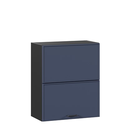 Настенный горизонтальный шкаф 600 комбинированный Индиго ЛД 298.970.000.167, Чёрный/Тёмно-синий в Южно-Сахалинске - изображение