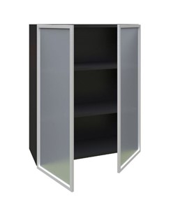 Шкаф кухонный высокий 800, Шервуд, со стеклом ЛД 281.461.000.041, серый/черный в Южно-Сахалинске - предосмотр 1