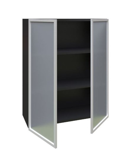 Шкаф кухонный высокий 800, Шервуд, со стеклом ЛД 281.461.000.041, серый/черный в Южно-Сахалинске - изображение 1