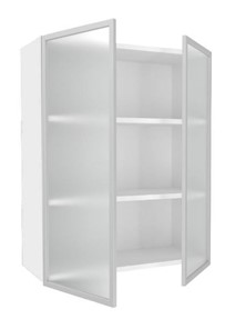 Кухонный шкаф высокий 800, Шервуд, со стеклом ЛД 281.461.000.129, белый/серый в Южно-Сахалинске - предосмотр 1