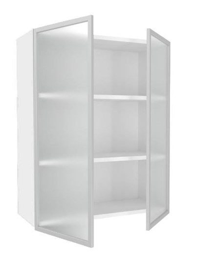 Кухонный шкаф высокий 800, Шервуд, со стеклом ЛД 281.461.000.129, белый/серый в Южно-Сахалинске - изображение 1