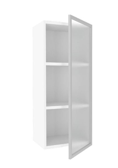 Кухонный высокий шкаф 400 Шервуд, со стеклом правый ЛД 281.422.000.122, белый/серый в Южно-Сахалинске - изображение 1