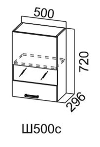 Кухонный шкаф со стеклом Модус, Ш500с/720, цемент светлый в Южно-Сахалинске - предосмотр 3