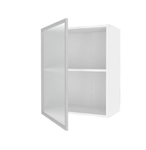 Шкаф на кухню 600, Шервуд, со стеклом левый, ЛД 281.351.000.115, белый/серый в Южно-Сахалинске - предосмотр 1