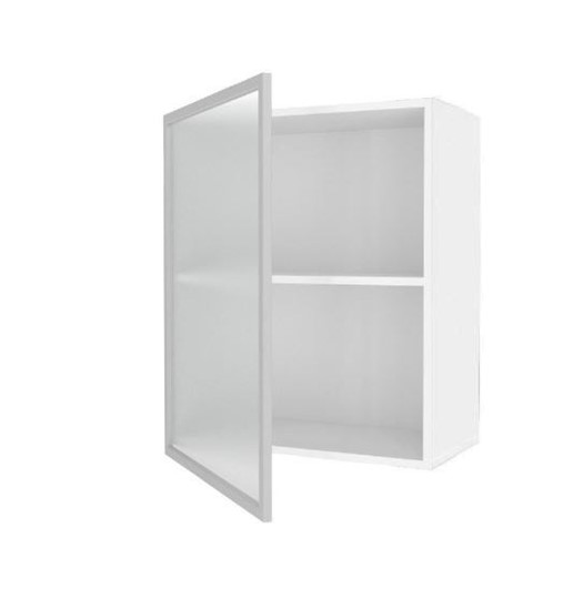 Шкаф на кухню 600, Шервуд, со стеклом левый, ЛД 281.351.000.115, белый/серый в Южно-Сахалинске - изображение 1