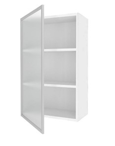 Кухонный шкаф высокий 600, Шервуд, со стеклом левый, ЛД 281.451.000.126, белый/серый в Южно-Сахалинске - предосмотр 1