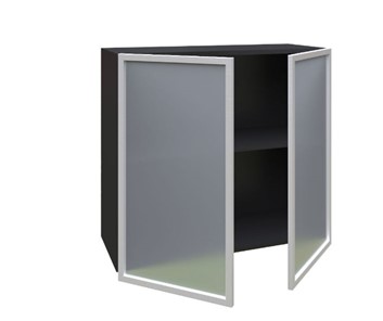 Кухонный шкаф 800, Шервуд, со стеклом ЛД 281.361.000.030, серый/черный в Южно-Сахалинске - предосмотр 1