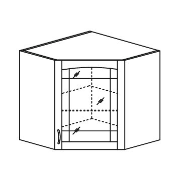 Шкаф кухонный Кантри настенный угловой со вставкой из стекла 718*600*600 мм в Южно-Сахалинске - изображение