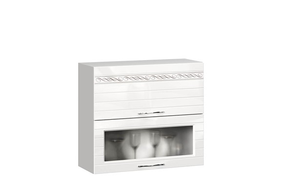 Шкаф кухонный Анастасия 800 с 2 подъемными дверьми 005.531.0003 белый глянец в Южно-Сахалинске - изображение