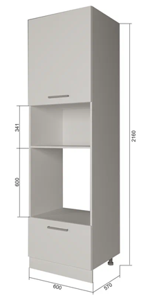 Кухонный шкаф-пенал П7 3, Бетон пайн/Белый в Южно-Сахалинске - изображение