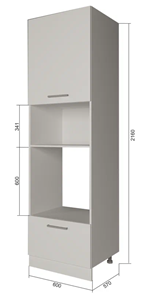 Кухонный шкаф-пенал П7 3, МДФ Меренга/Белый в Южно-Сахалинске - предосмотр