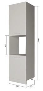 Кухонный шкаф-пенал П9 2, Серый/Белый в Южно-Сахалинске