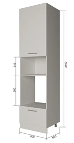 Кухонный шкаф-пенал П9 3, Серый/Белый в Южно-Сахалинске
