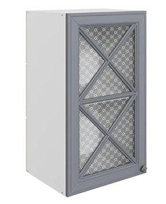 Шкаф на кухню Мишель L400 H720 (1 дв. крест.) эмаль (белый/серый) в Южно-Сахалинске - предосмотр