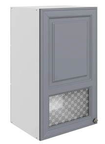 Настенный шкаф Мишель L400 H720 (1 дв. окош.) эмаль (белый/серый) в Южно-Сахалинске - предосмотр