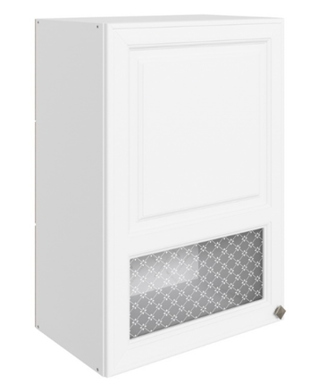 Навесной кухонный шкаф Мишель L500 H720 (1 дв. окош.) эмаль (белый/белый) в Южно-Сахалинске - изображение