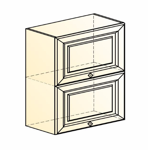 Навесной кухонный шкаф Мишель L600 H720 (2 дв. гл. гориз.) эмаль (белый/белый) в Южно-Сахалинске - изображение 1