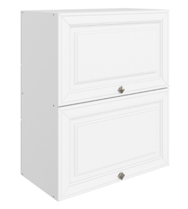 Навесной кухонный шкаф Мишель L600 H720 (2 дв. гл. гориз.) эмаль (белый/белый) в Южно-Сахалинске - предосмотр