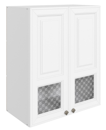 Кухонный шкаф Мишель L600 H720 (2 дв. окош.) эмаль (белый/белый) в Южно-Сахалинске - изображение