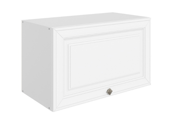 Шкаф навесной Мишель L600 Н360 (1 дв. гл.) эмаль (белый/белый) в Южно-Сахалинске - изображение