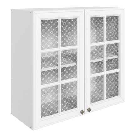 Кухонный шкаф Мишель L800 H720 (2 дв. реш.) эмаль (белый/белый) в Южно-Сахалинске - изображение