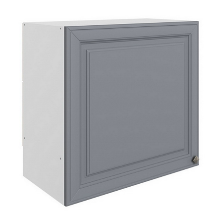 Кухонный навесной шкаф Мишель под вытяжку L600 H566 (1 дв. гл.) эмаль (белый/серый) в Южно-Сахалинске - изображение