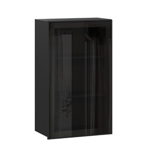 Кухонный шкаф Паола  ЛД 590.450.000.081 600 высокий стекло (Черный/Чёрный) в Южно-Сахалинске