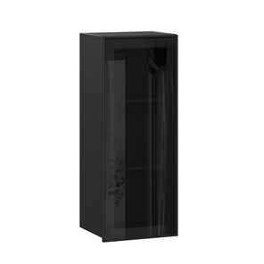 Кухонный шкаф Паола ЛД 590.420.000.078 400 высокий стекло (Черный/Чёрный) в Южно-Сахалинске