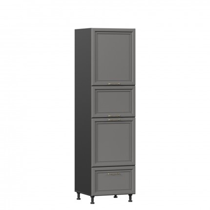 Кухонный шкаф-пенал Джелатто 600 с 4 дверями ЛД 241.470.000.157, Черный/Оникс серый в Южно-Сахалинске - изображение