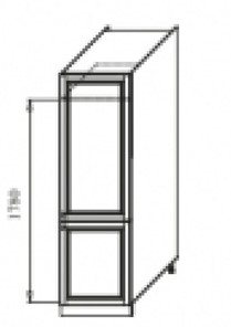Кухонный шкаф Верона хозяйственный 600 мм  (под холодильник) с отк.дв 2340*600*580 В-4мм, глянец/софт в Южно-Сахалинске