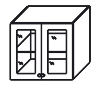 Кухонный шкаф Верона настенный двухдверный с полкой со вставкой из стекла 718*600*320 мм, глянец/софт в Южно-Сахалинске