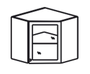 Кухонный шкаф Верона настенный угловой 718*600*600*320 мм со вставкой из стекла, глянец/софт в Южно-Сахалинске