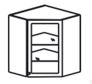 Кухонный шкаф Верона настенный угловой 918*600*600*320 мм со вставкой из стекла, глянец/софт в Южно-Сахалинске