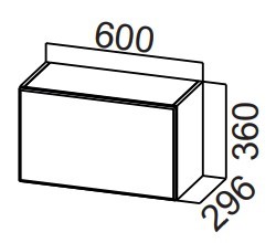 Кухонный навесной шкаф Стайл, ШГ600/360 горизонтальный, МДФ в Южно-Сахалинске - предосмотр