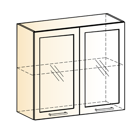 Шкаф навесной Яна L800 Н720 (2 дв. рам.) в Южно-Сахалинске - изображение