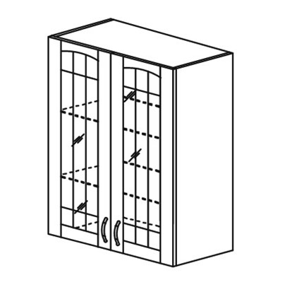 Шкаф кухонный Кантри настенный двухдверный с полкой со вставкой из стекла 918*600*320 в Южно-Сахалинске - изображение