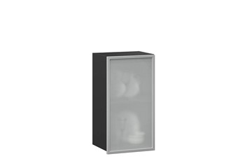 Шкаф кухонный 400 Шервуд, со стеклом правый ЛД 281.322.000.023, серый/черный в Южно-Сахалинске - предосмотр