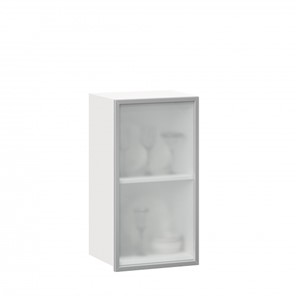 Шкаф на кухню 400 Шервуд, со стеклом правый ЛД 281.322.000.111, белый в Южно-Сахалинске