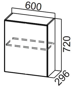 Распашной кухонный шкаф Стайл, Ш600/720(1ств), МДФ в Южно-Сахалинске - предосмотр