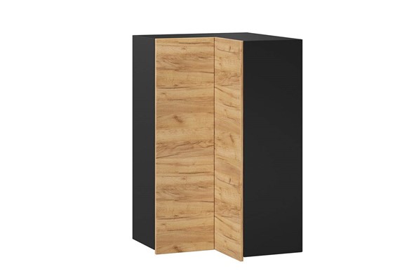 Шкаф кухонный угловой высокий Шервуд, ЛД 281.570.000.043, дуб золотой/черный в Южно-Сахалинске - изображение