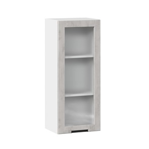Кухонный шкаф 400 высокий со стеклом Джамис ЛД 296.420.000.026, Белый/Белый камень в Южно-Сахалинске