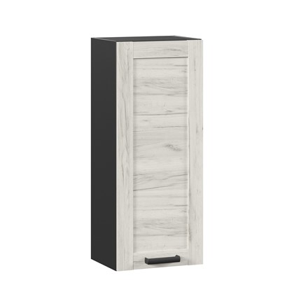 Кухонный навесной шкаф 400 высокий Винченца ЛД 234.420.000.082, Чёрный/Дуб Крафт белый в Южно-Сахалинске - изображение